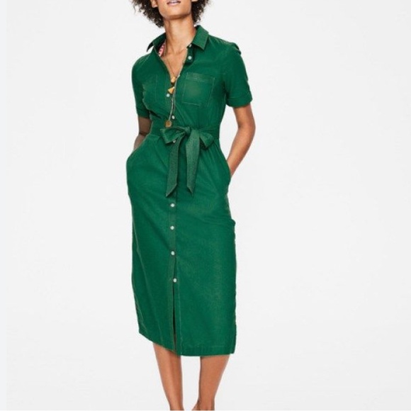 Boden Dresses & Skirts - Boden Green Button Down Linen Blend Dress